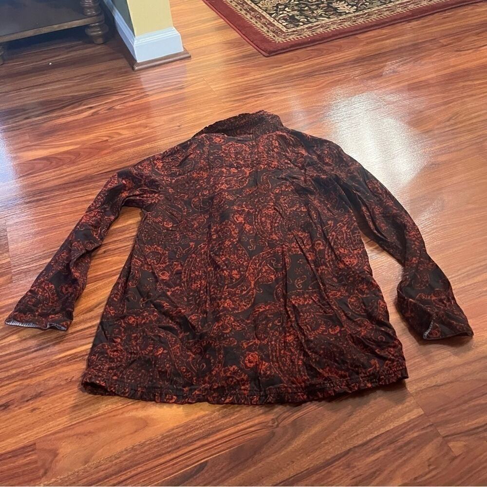 Soft Surroundings Size Small Black Rust Paisley Button Down Shirt - Picture 10 of 12